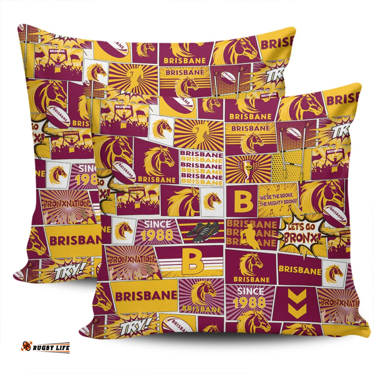 Brisbane Broncos Team Of Us Die Hard Fan Supporters Comic Style Pillow