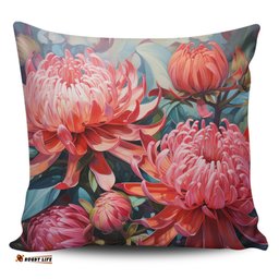 Australia Waratah Waratah Oil Painting Abstract Ver4 Pillow