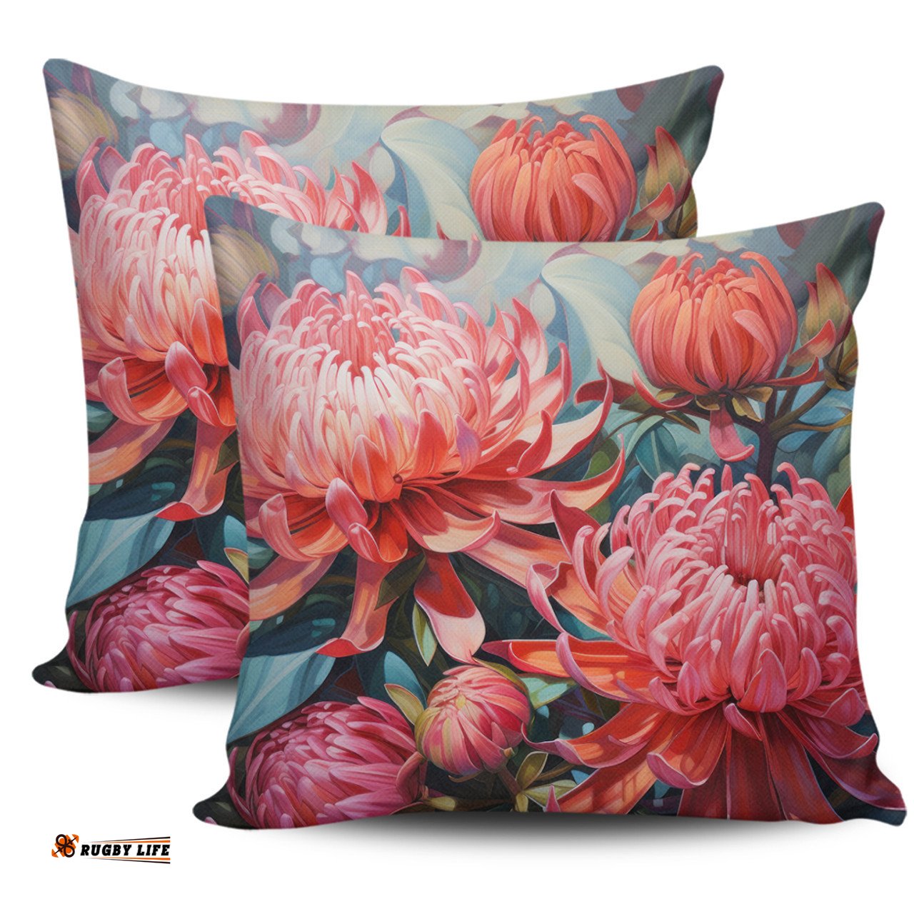Australia Waratah Waratah Oil Painting Abstract Ver4 Pillow