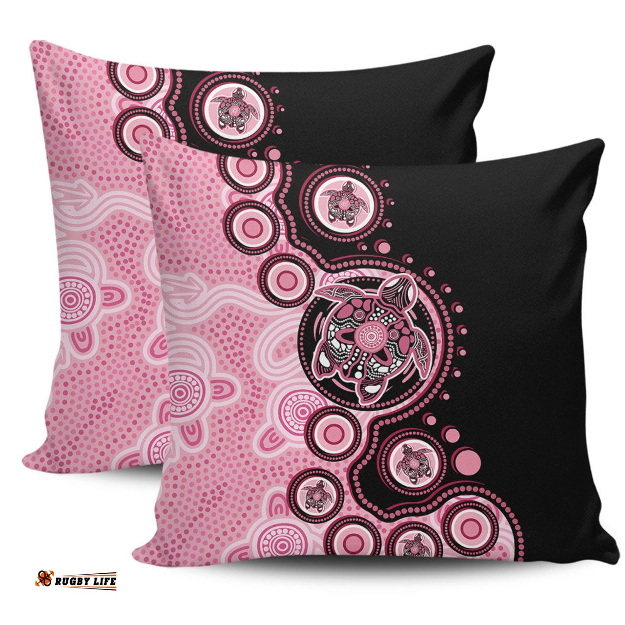 Australia Indigenous Turtle Aboriginal Dot Art Pink Pillow