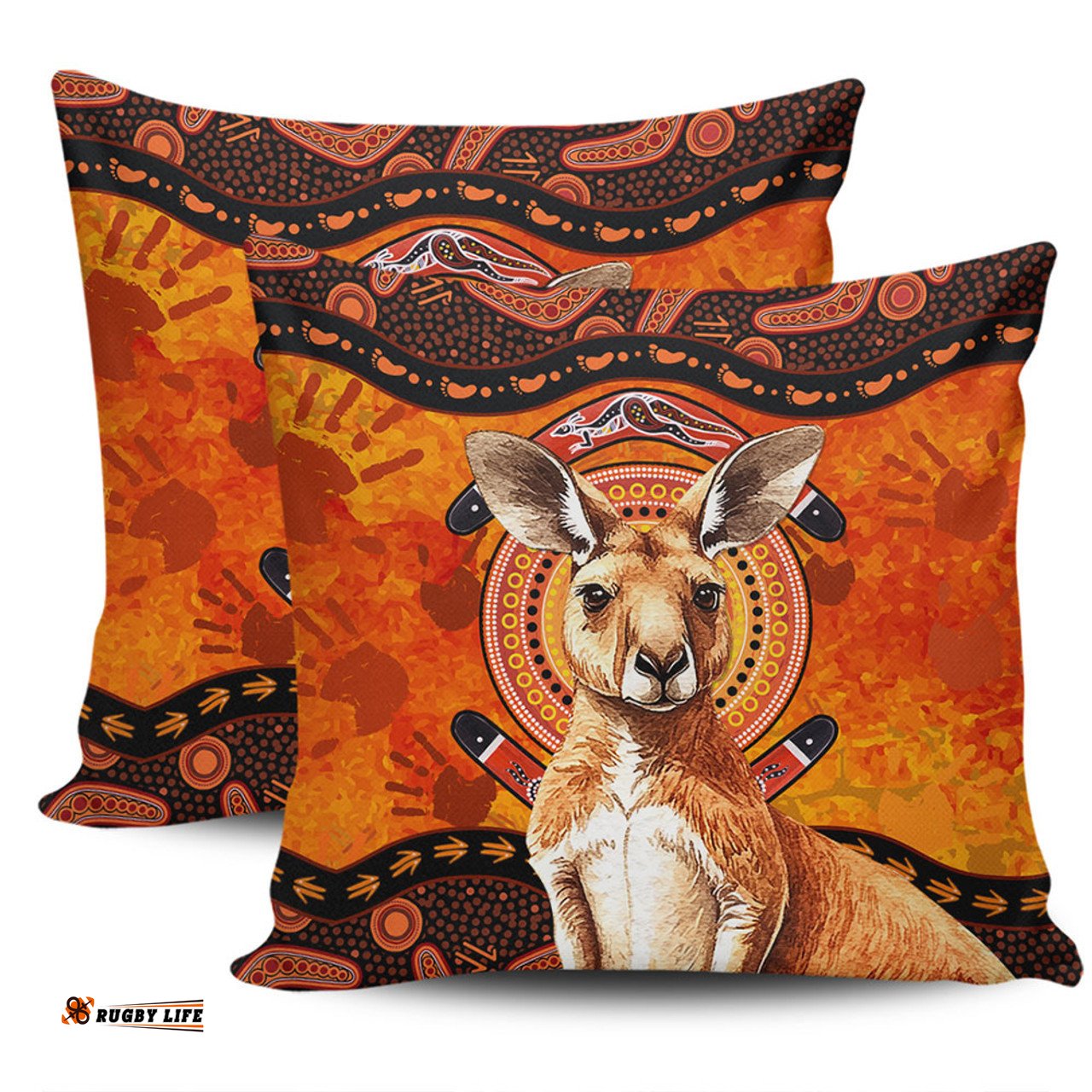 Indigenous Australian Aboriginal Kangaroo Spirit Dreaming Pillow