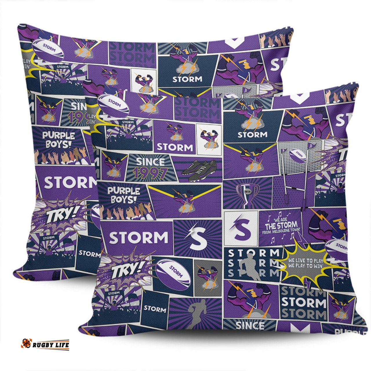 Melbourne Storm Team Of Us Die Hard Fan Supporters Comic Style Pillow