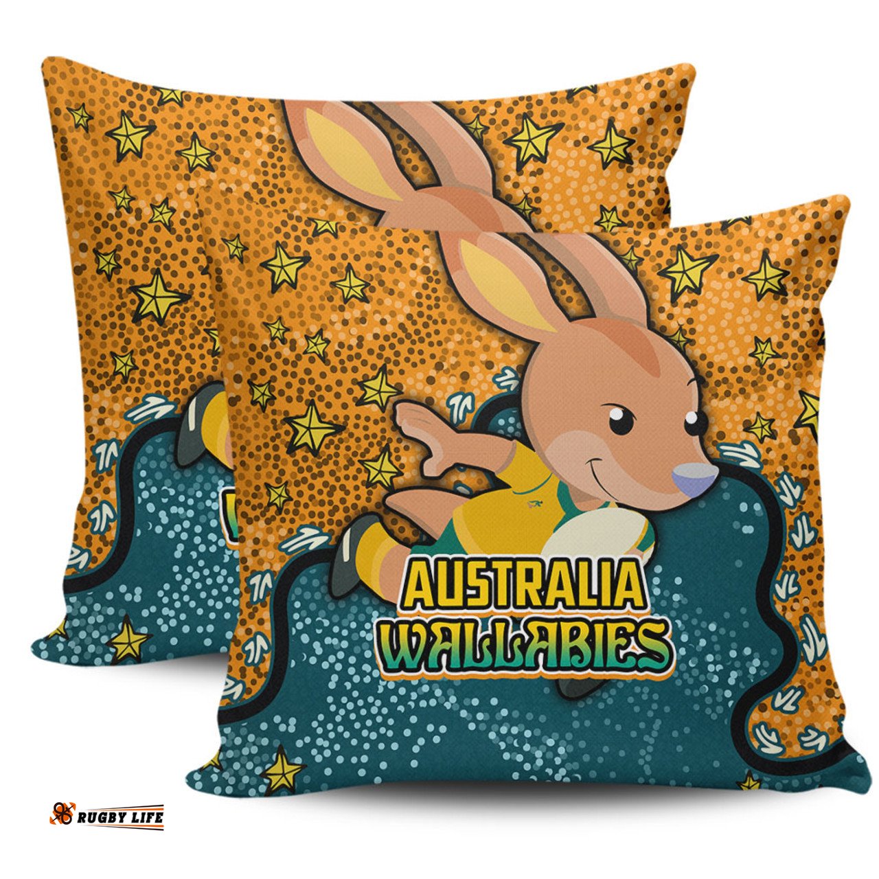Australia Wallabies Custom Team With Dot And Star Patterns For Tough Fan Pillow
