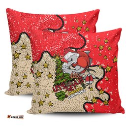 Redcliffe Dolphins Christmas Custom Let's Get Lit Chrisse Pressie Pillow