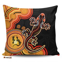 Australia Aboriginal Lizard Dreaming Outback Orange Pillow