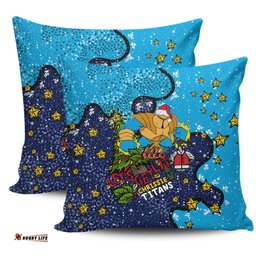 Gold Coast Titans Christmas Custom Let's Get Lit Chrisse Pressie Pillow