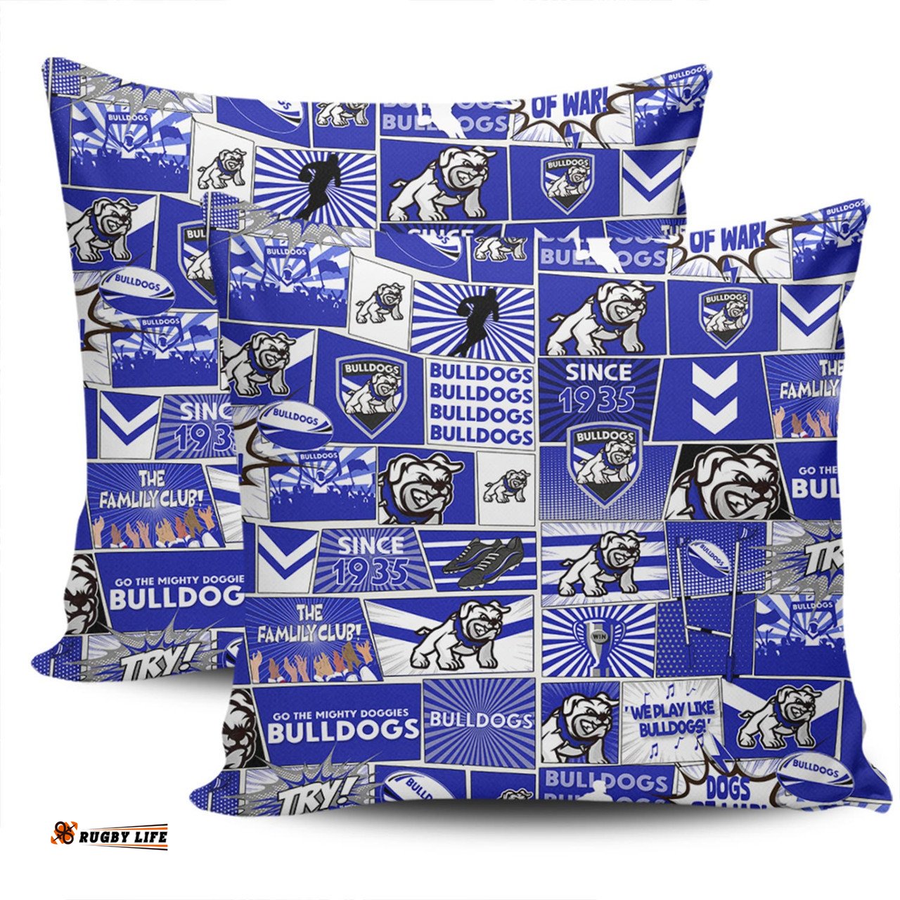 Canterbury Bankstown Bulldogs Team Of Us Die Hard Fan Supporters Comic Style Pillow