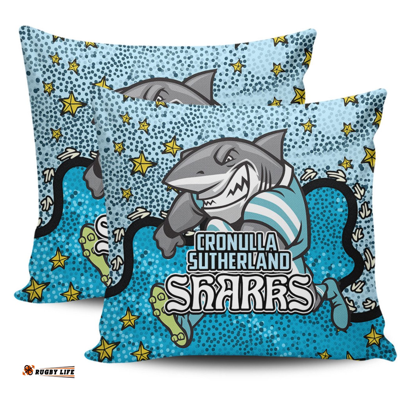 Cronulla Sutherland Sharks Custom Team With Dot And Star Patterns For Tough Fan Pillow
