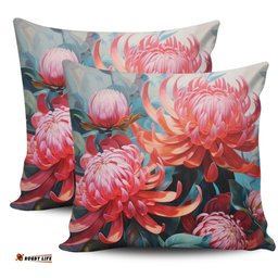 Australia Waratah Waratah Oil Painting Abstract Ver5 Pillow