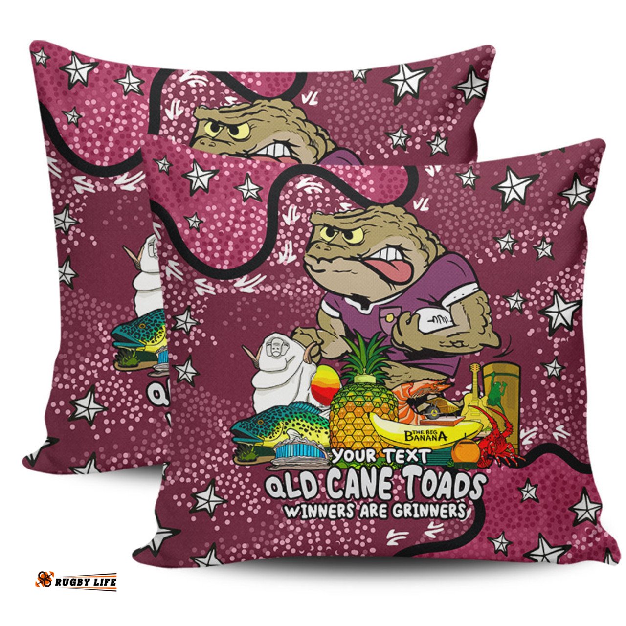 Queensland Cane Toads Custom Australian Big Things Pillow
