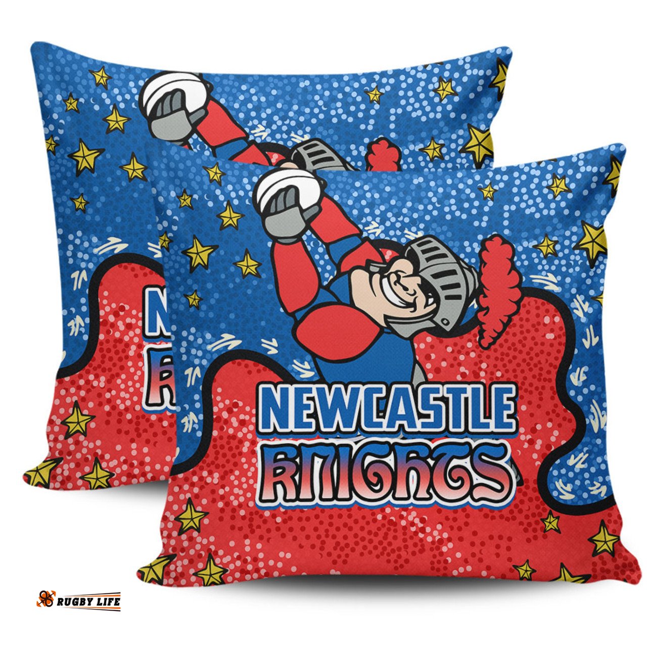 Newcastle Knights Custom Team With Dot And Star Patterns For Tough Fan Pillow