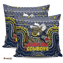 North Queensland Cowboys Christmas Custom Christmas Knit Patterns Vintage Jersey Ugly Pillow