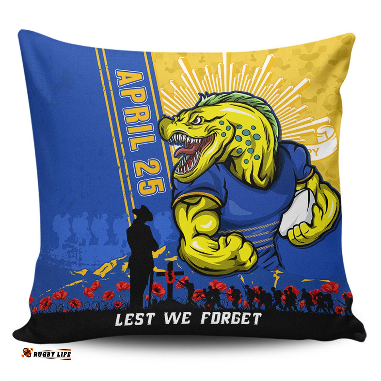 Parramatta Eels Anzac Day Lest We Forget Strong Fighting Spirit Pillow