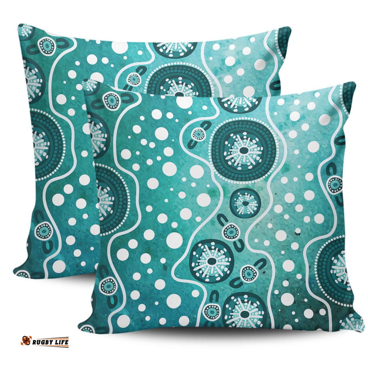 Australia Green Background Design Enhanced By Aboriginal Dot Art Pillow