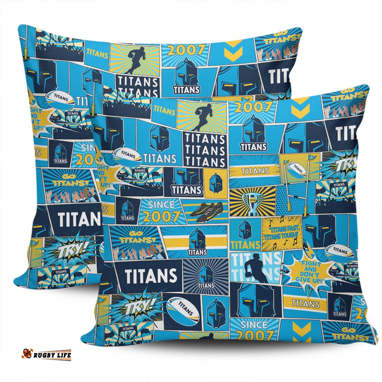 Gold Coast Titans Team Of Us Die Hard Fan Supporters Comic Style Pillow