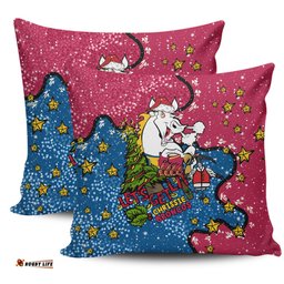 Brisbane Broncos Christmas Custom Let's Get Lit Chrisse Pressie Pillow