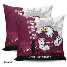 Manly Warringah Sea Eagles Anzac Day Lest We Forget Strong Fighting Spirit Pillow