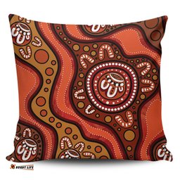 Australia Painting Illustration With Dot Art In Aboriginal Brown Style Pillow