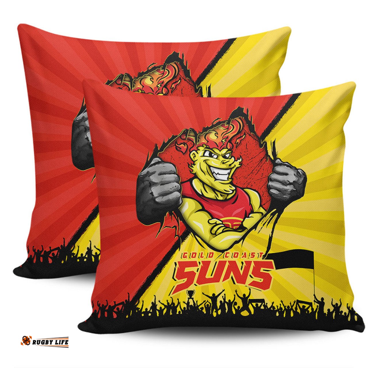 Gold Coast SUNS Breaking Through Fan Design Pillow