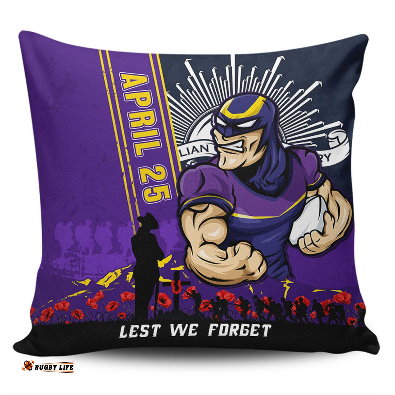 Melbourne Storm Anzac Day Lest We Forget Strong Fighting Spirit Pillow