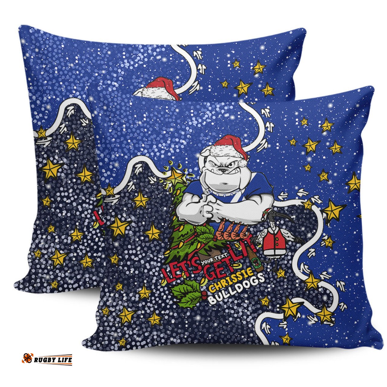 Cronulla Sutherland Sharks Christmas Custom Let's Get Lit Chrisse Pressie Pillow