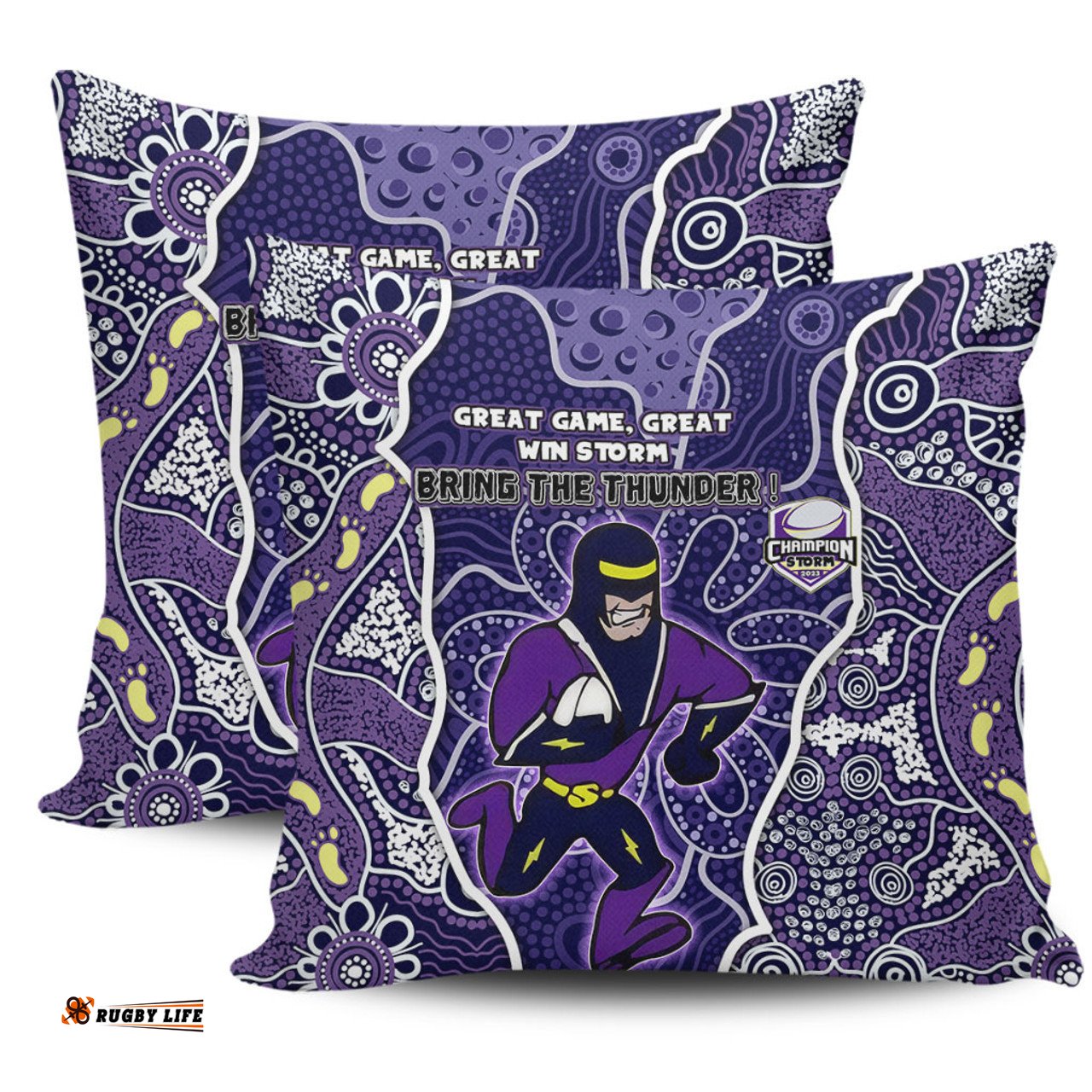 Melbourne Storm Grand Final Custom Custom Melbourne Storm With Contemporary Style Of Aboriginal Painting Pillow