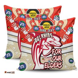 Redcliffe Dolphins Naidoc Week Custom Redcliffe Dolphins Naidoc Week For Our Elders Dot Art Style With Turtle Pillow