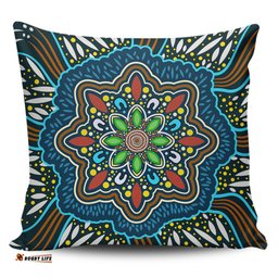 Australia Aboriginal Big Flowers In Dot Painting Inspired Pillow