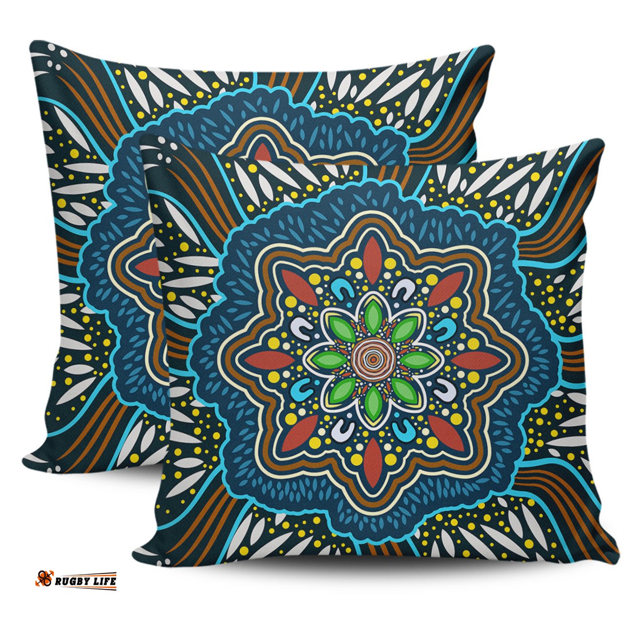 Australia Aboriginal Big Flowers In Dot Painting Inspired Pillow