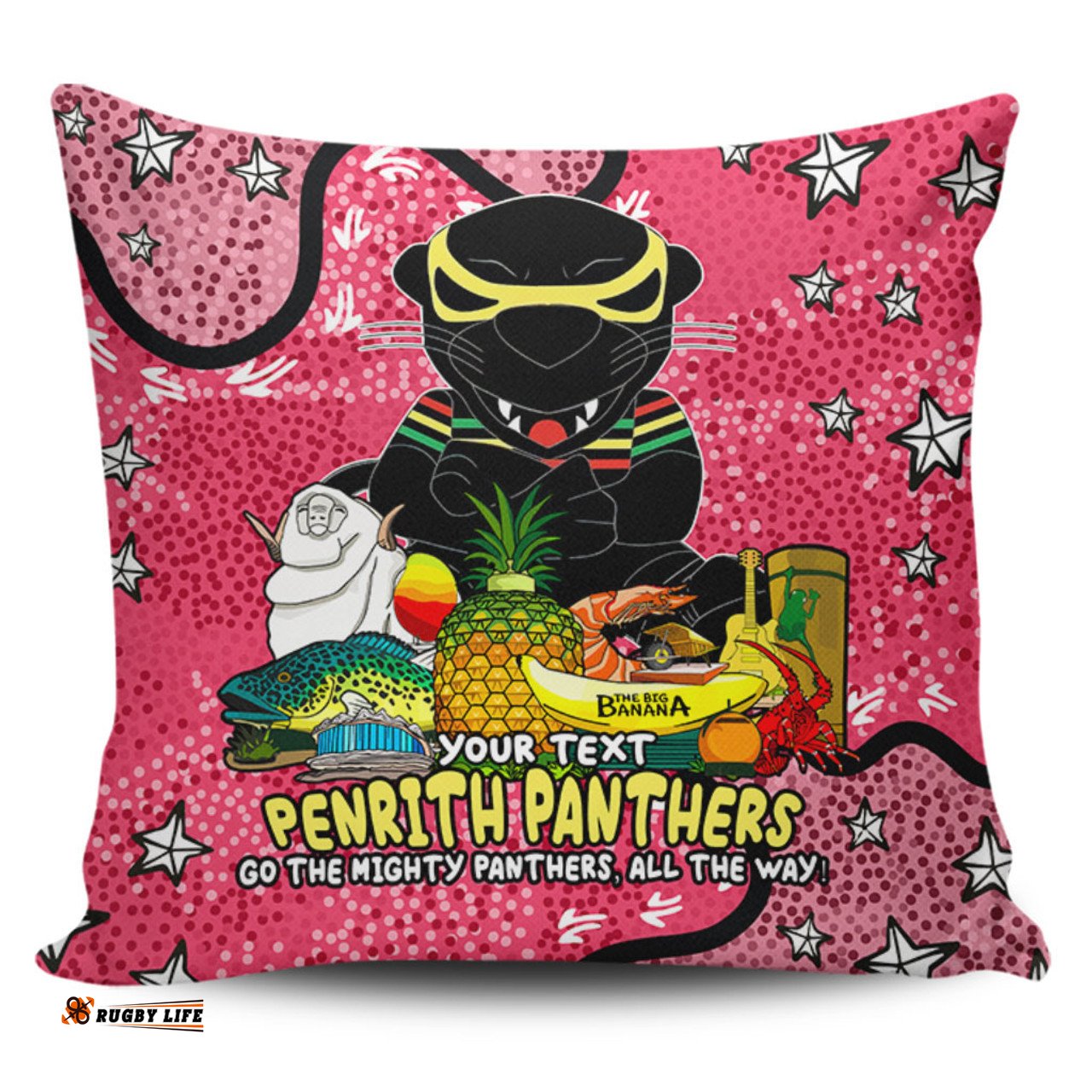 Penrith Panthers Custom Australian Big Things (Pink) Pillow