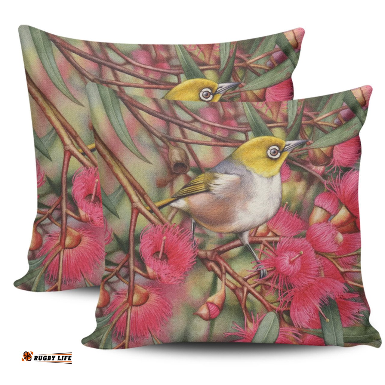 Australia Silvereye Silvereye and Gum Blossom Pillow