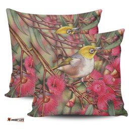 Australia Silvereye Silvereye and Gum Blossom Pillow