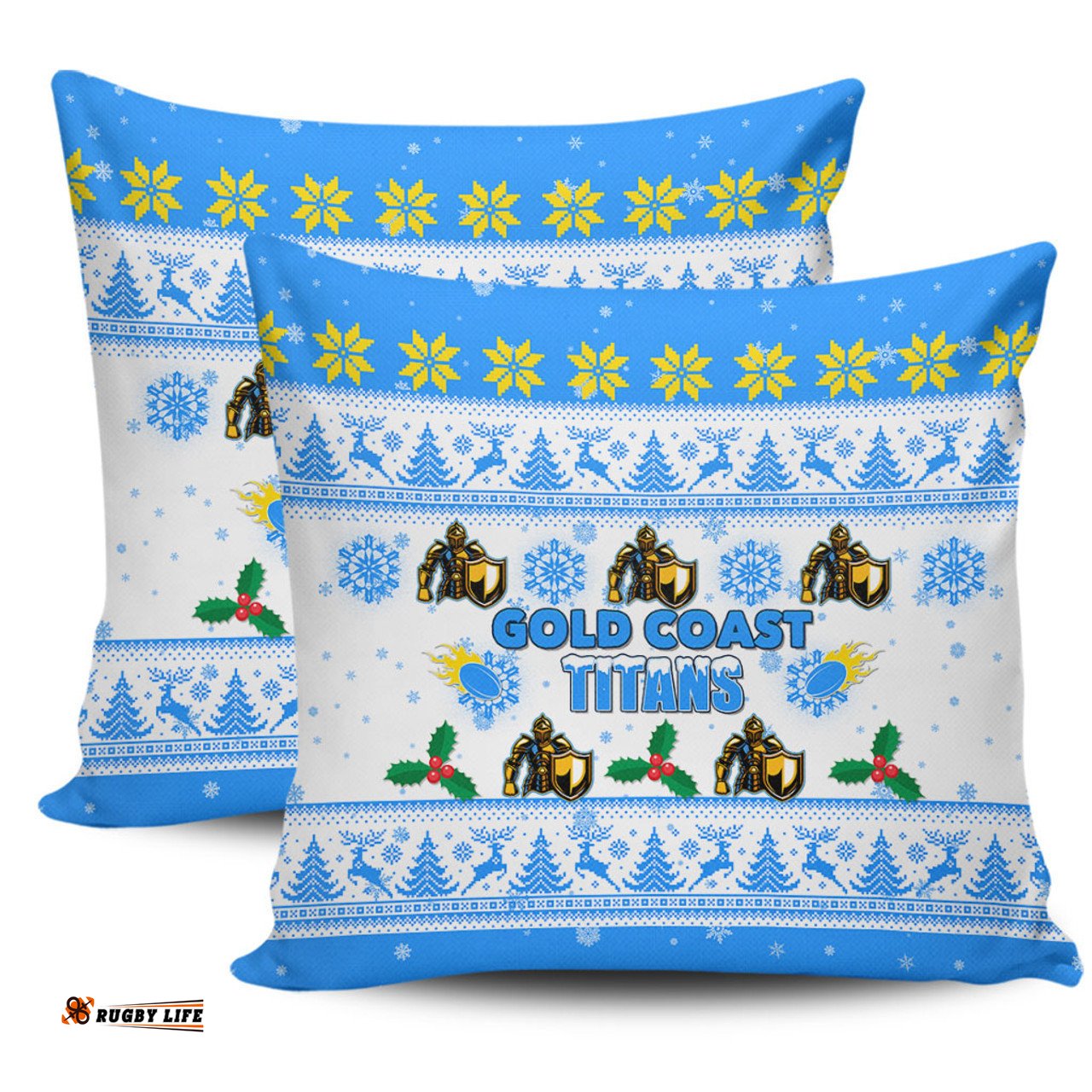 Gold Coast Titans Christmas Gold Coast Titans Special Ugly Christmas Pillow