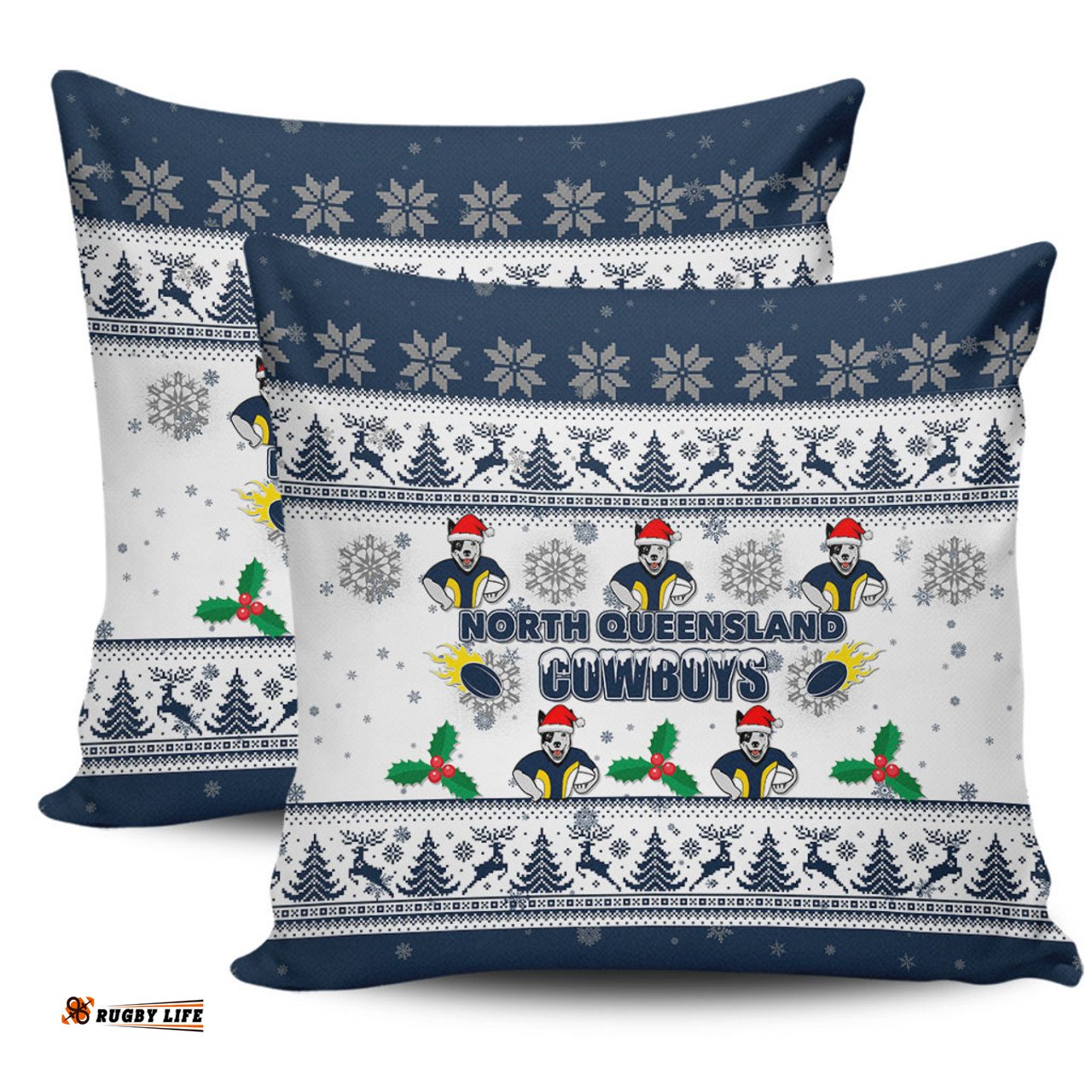 North Queensland Cowboys Christmas North Queensland Cowboys Special Ugly Christmas Pillow