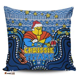 Gold Coast Titans Christmas Custom Christmas Knit Patterns Vintage Jersey Ugly Pillow