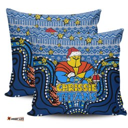 Gold Coast Titans Christmas Custom Christmas Knit Patterns Vintage Jersey Ugly Pillow
