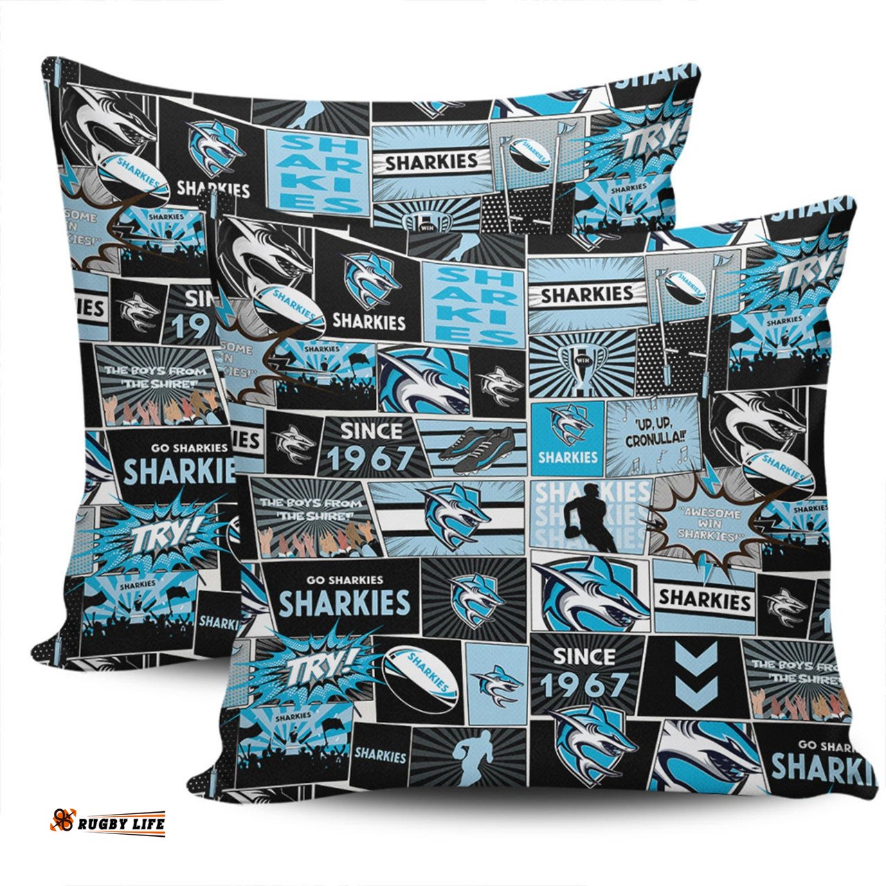 Cronulla Sutherland Sharks Team Of Us Die Hard Fan Supporters Comic Style Pillow