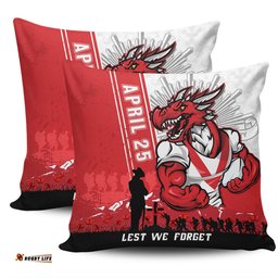 St. George Illawarra Dragons Anzac Day Lest We Forget Strong Fighting Spirit Pillow
