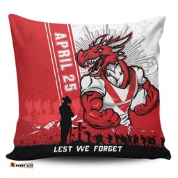 St. George Illawarra Dragons Anzac Day Lest We Forget Strong Fighting Spirit Pillow