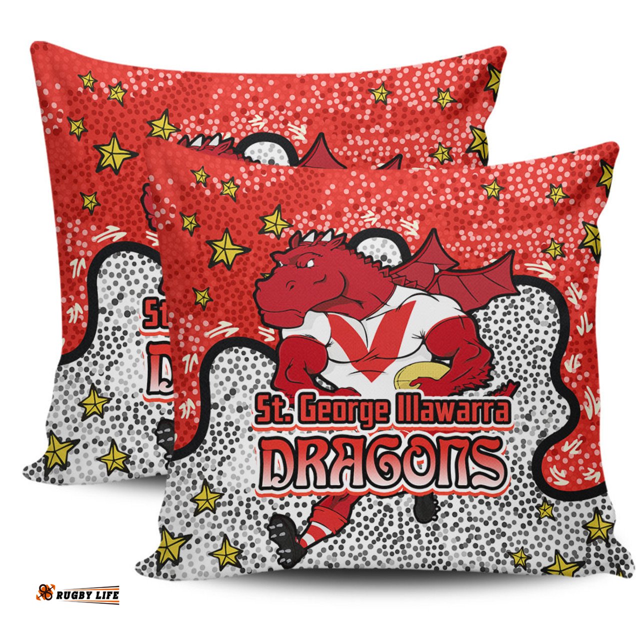 St. George Illawarra Dragons Custom Team With Dot And Star Patterns For Tough Fan Pillow