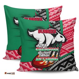 South Sydney Rabbitohs A True Champion Will Fight Through Anything With Polynesian Patterns Pillow