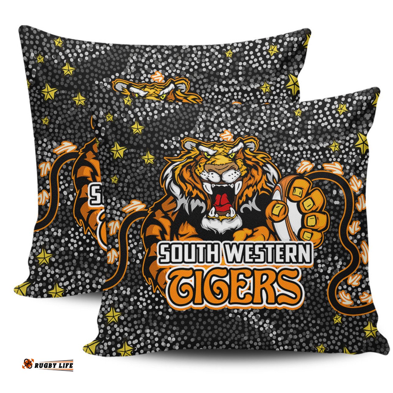 Wests Tigers Custom Team With Dot And Star Patterns For Tough Fan Pillow
