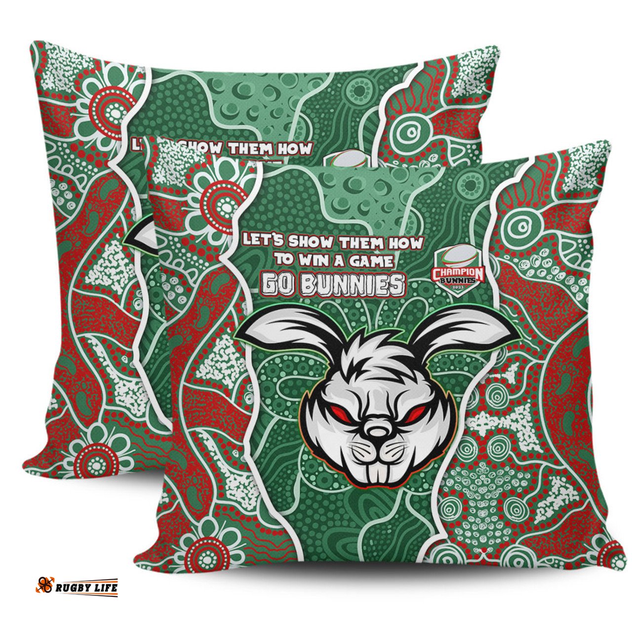 South Sydney Rabbitohs Grand Final Custom Custom Rabbitohs With Contemporary Style Of Aboriginal Painting Pillow