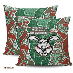 South Sydney Rabbitohs Grand Final Custom Custom Rabbitohs With Contemporary Style Of Aboriginal Painting Pillow