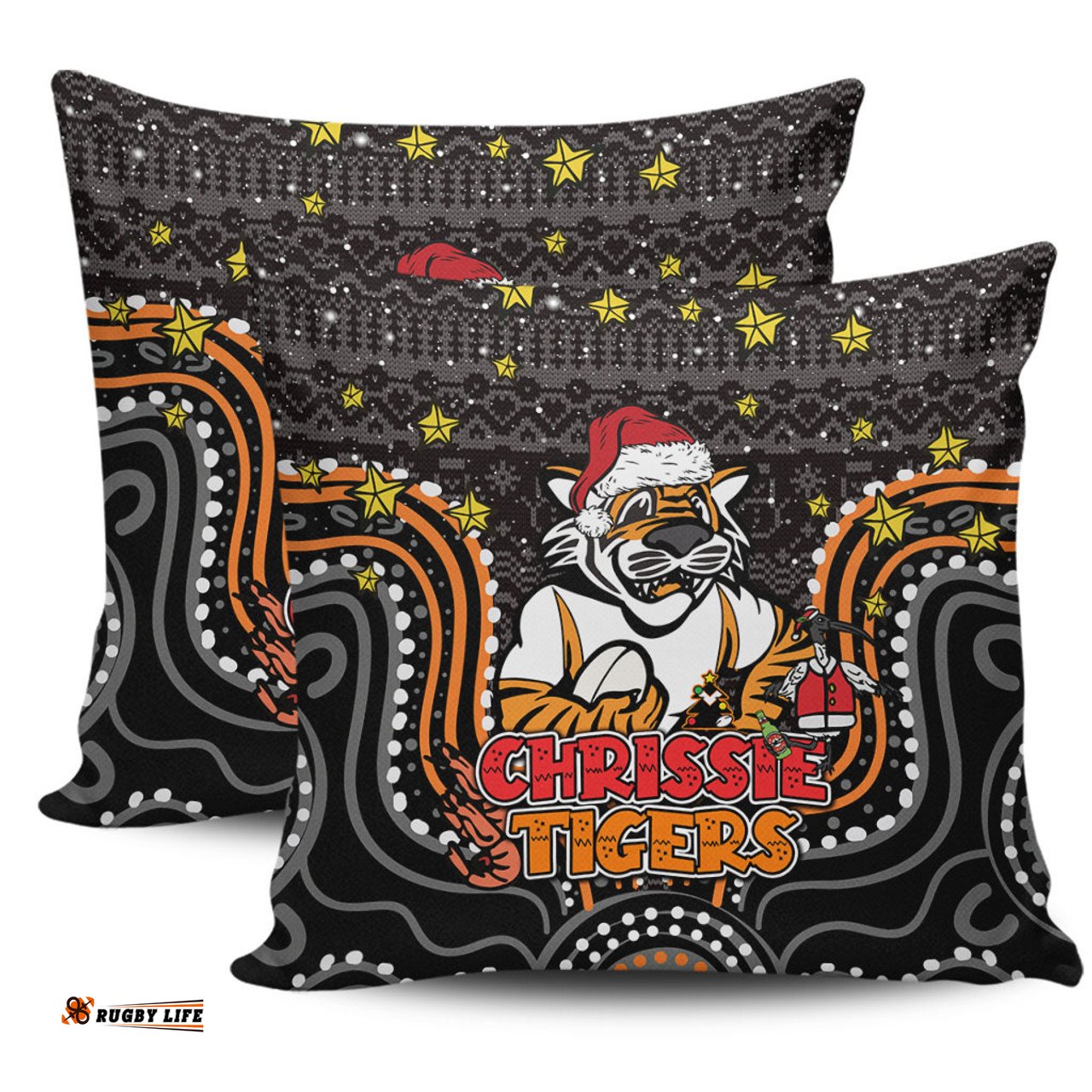 Wests Tigers Christmas Custom Christmas Knit Patterns Vintage Jersey Ugly Pillow