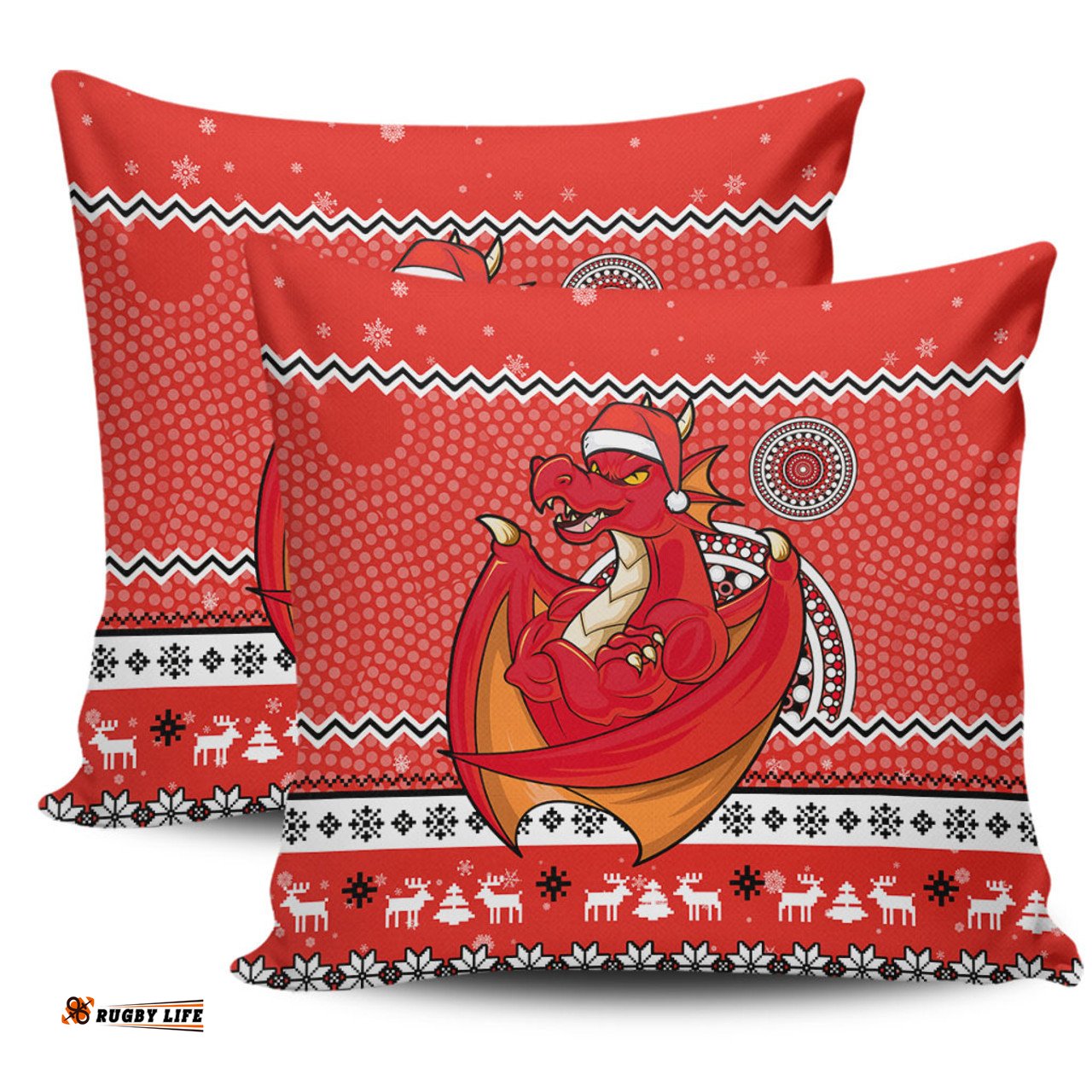 St. George Illawarra Dragons Australia Ugly Xmas With Aboriginal Patterns For Die Hard Fans Pillow