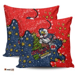 Sydney Roosters Christmas Custom Let's Get Lit Chrisse Pressie Pillow