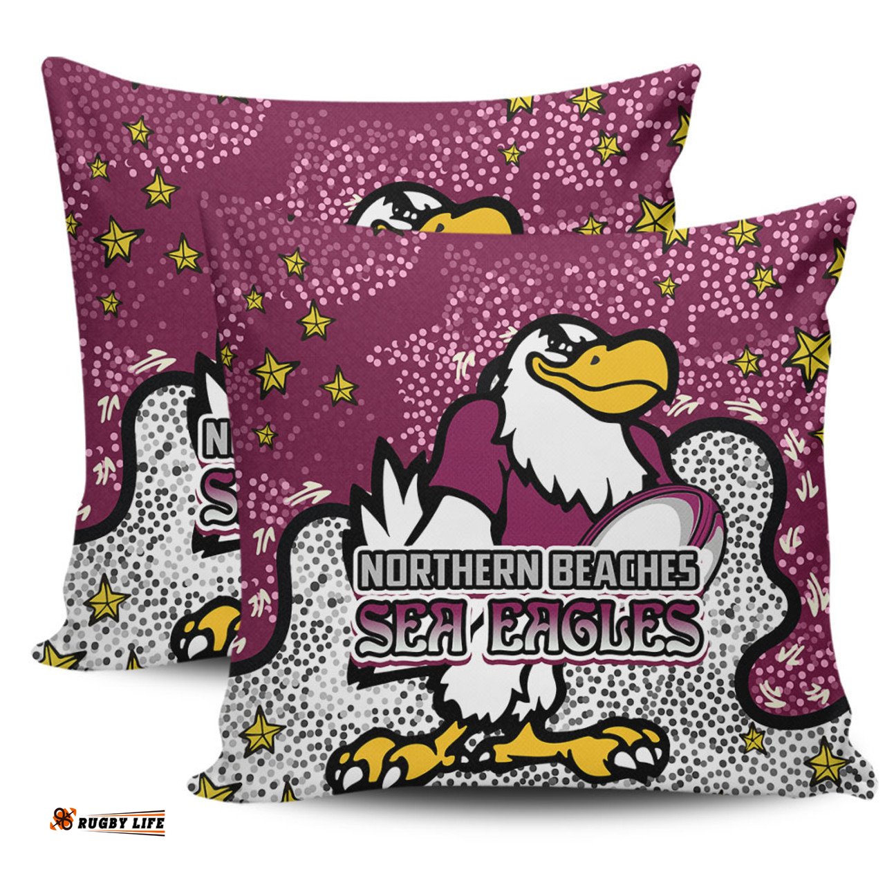 Sydney Roosters Custom Team With Dot And Star Patterns For Tough Fan Pillow