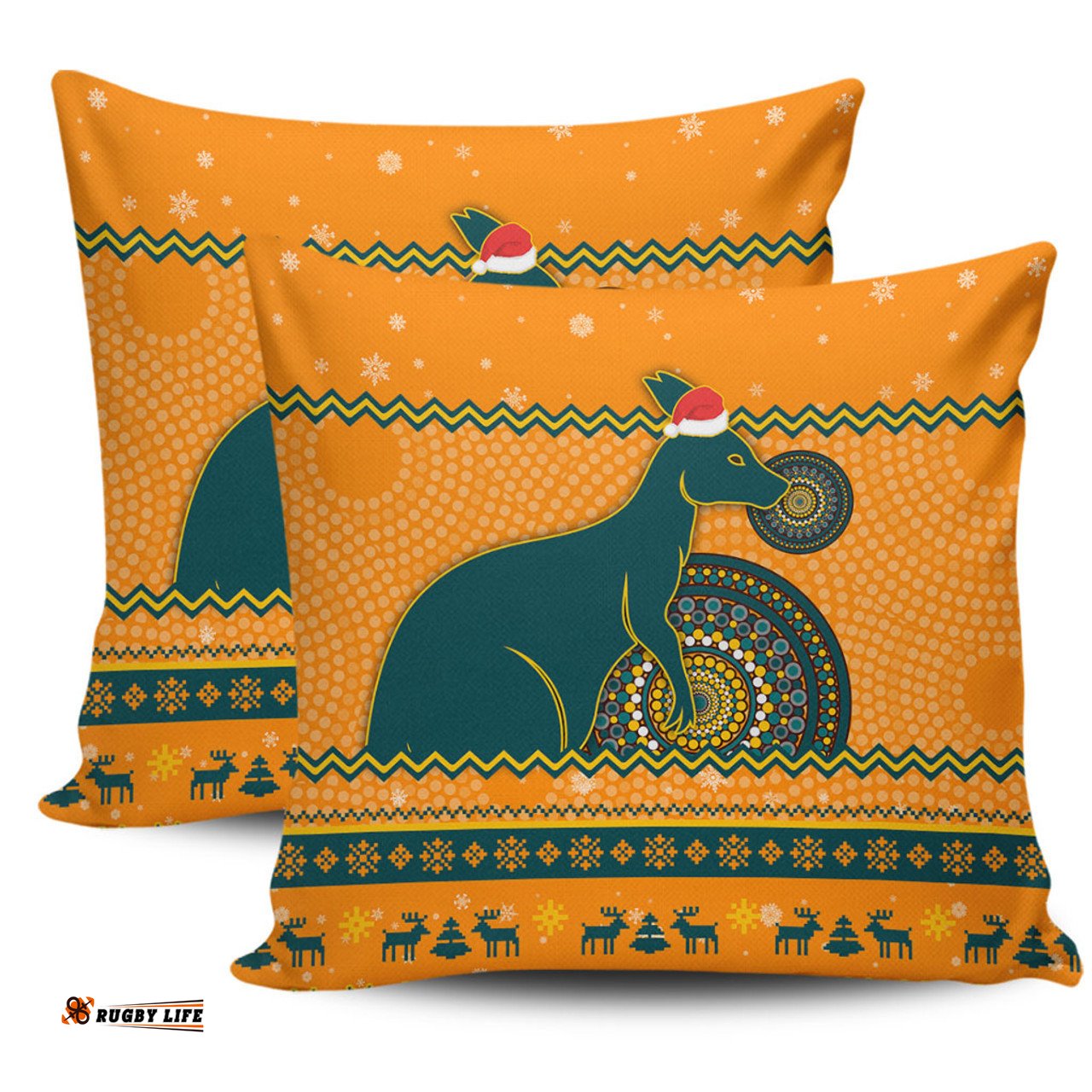 Wallabies Australia Ugly Xmas With Aboriginal Patterns For Die Hard Fans Pillow