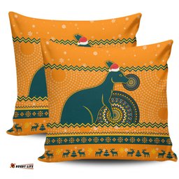 Wallabies Australia Ugly Xmas With Aboriginal Patterns For Die Hard Fans Pillow